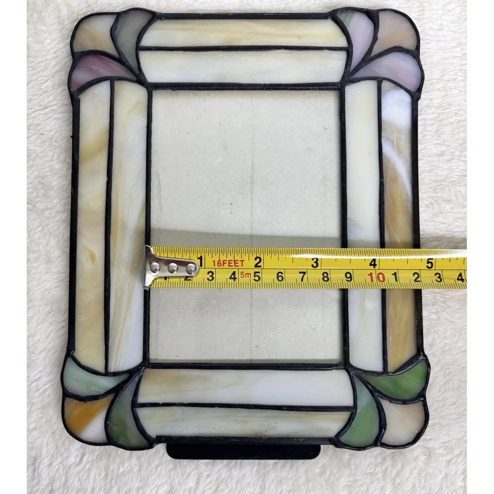 VTG Quoizel Art Deco MCM  Leaded Stained Glass Picture Frame 8X6